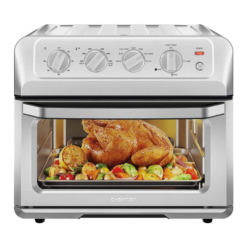 HORNO TOSTADOR AIRFRYER CHEFMAN 20LTS 7 EN 1 PERILLAS APAGADO AUT. ACERO  INOX. 